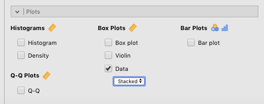 Parameters for generating a stacked dot plot.