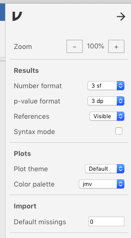 Setting the *(Import) Default missings* from 'NA' to '0' under *Preferences*.