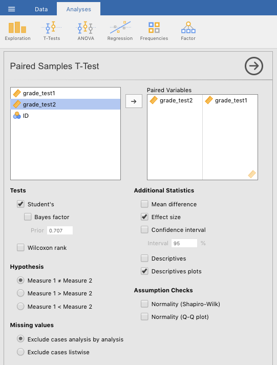Setting the parameters for a paired-samples *t*-test on a simulation of the *Chico* data from @lsj.