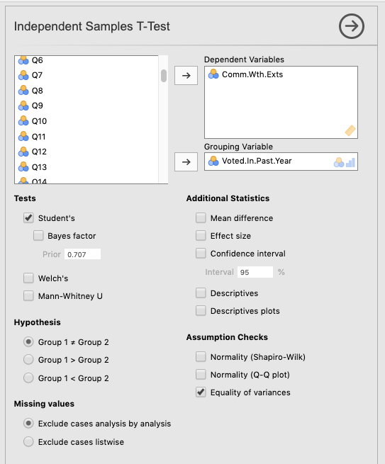 Setting the parameters for a *t*-test on variables from @BrothertonFrenchPickering2013.