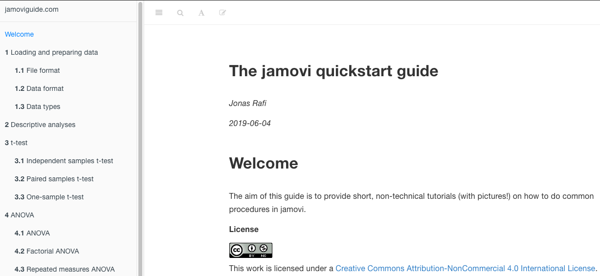 The jamovi quickstart guide.
